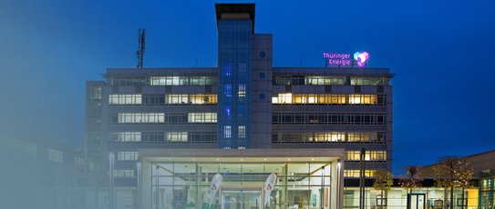 Frontalansicht auf die Unternehmenszentrale der TEAG Thüringer Energie AG