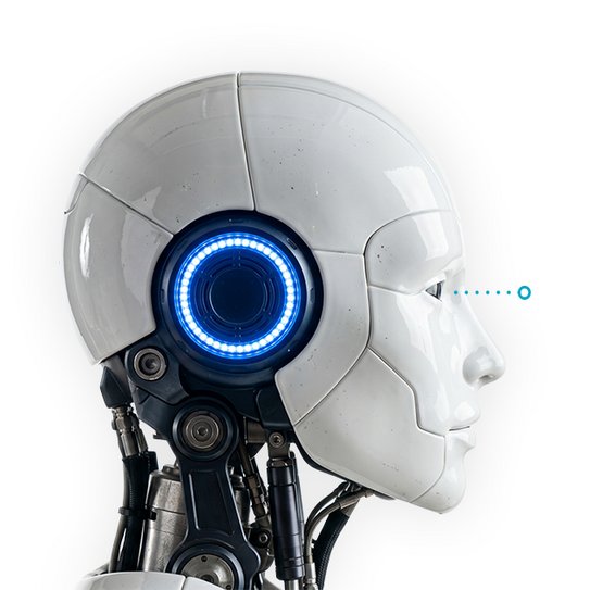 Kopf eines Roboters aus der seitlichen Perspektive